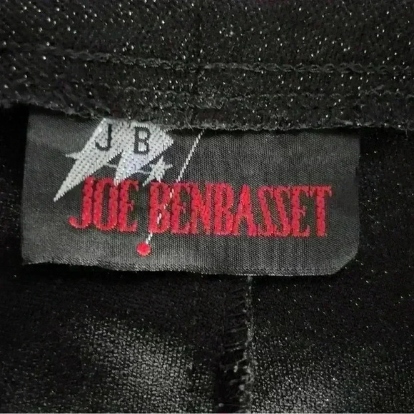 Vtg Black Silver Sparkle Pull On Stretch Pants High‎ Rise Glitter Flared Party M - Picture 3 of 10